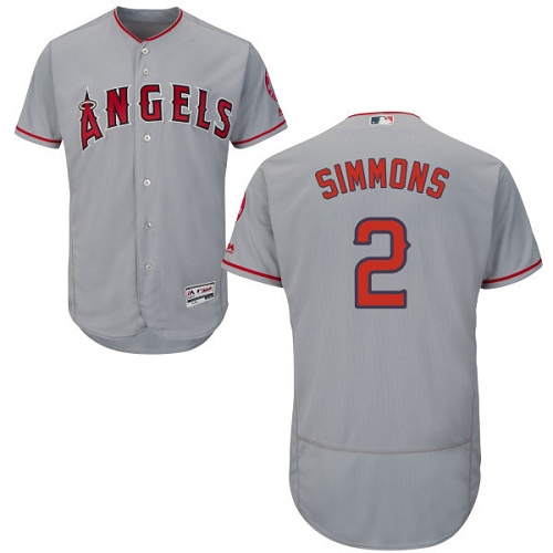 Angels of Anaheim #2 Andrelton Simmons Grey Flexbase Authentic Collection Stitched Baseball Jersey Angels of Anaheim #2 Andrelton Simmons Grey Flexbase Authentic Collection Stitched Baseball Jersey