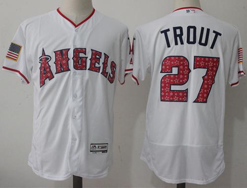 Angels of Anaheim #27 Mike Trout White Fashion Stars & Stripes Flexbase Authentic Stitched MLB Jersey Angels of Anaheim #27 Mike Trout White Fashion Stars & Stripes Flexbase Authentic Stitched MLB Jersey