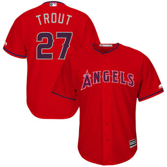 Los Angeles Angels Mike Trout of Anaheim Majestic Fashion Stars & Stripes Cool Base Player Jersey - Scarlet Los Angeles Angels Mike Trout of Anaheim Majestic Fashion Stars & Stripes Cool Base Player Jersey - Scarlet