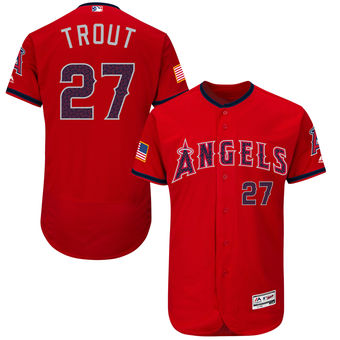 Los Angeles Angels Mike Trout of Anaheim Majestic Fashion Stars & Stripes FlexBase Player Jersey - Scarlet Los Angeles Angels Mike Trout of Anaheim Majestic Fashion Stars & Stripes FlexBase Player Jersey - Scarlet