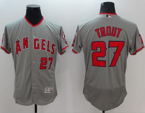 Angels of Anaheim #27 Mike Trout Grey Flexbase Authentic Collection Stitched MLB Jersey Angels of Anaheim #27 Mike Trout Grey Flexbase Authentic Collection Stitched MLB Jersey