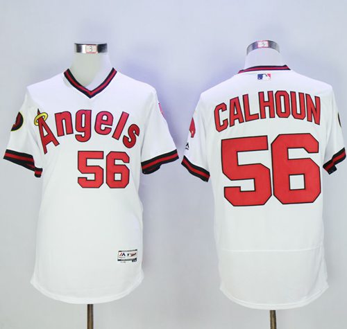 Angels of Anaheim #56 Kole Calhoun White Flexbase Authentic Collection Cooperstown Stitched MLB Jersey Angels of Anaheim #56 Kole Calhoun White Flexbase Authentic Collection Cooperstown Stitched MLB Jersey