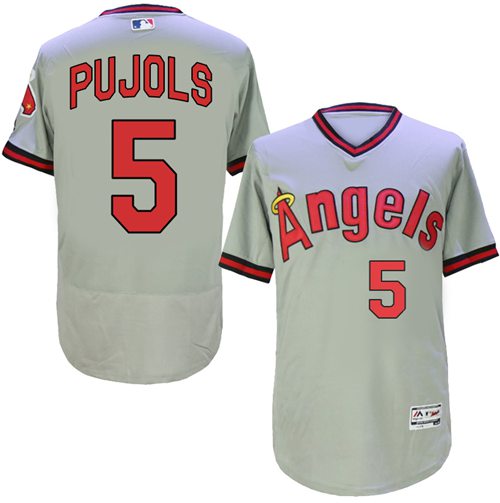 Angels of Anaheim #5 Albert Pujols Grey Flexbase Authentic Collection Cooperstown Stitched MLB Jersey Angels of Anaheim #5 Albert Pujols Grey Flexbase Authentic Collection Cooperstown Stitched MLB Jersey
