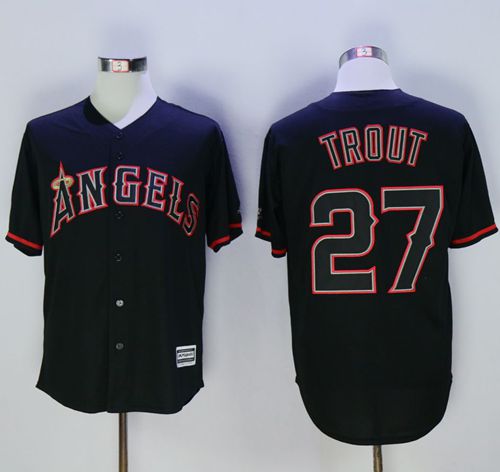 Angels of Anaheim #27 Mike Trout Black New Cool Base Fashion Stitched MLB Jersey Angels of Anaheim #27 Mike Trout Black New Cool Base Fashion Stitched MLB Jersey