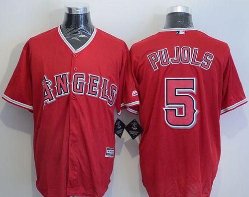 Angels of Anaheim #5 Albert Pujols Red New Cool Base Stitched MLB Jersey Angels of Anaheim #5 Albert Pujols Red New Cool Base Stitched MLB Jersey