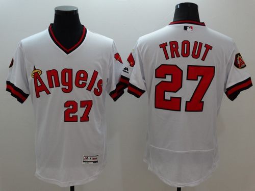 Angels of Anaheim #27 Mike Trout White Flexbase Authentic Collection Cooperstown Stitched MLB Jersey Angels of Anaheim #27 Mike Trout White Flexbase Authentic Collection Cooperstown Stitched MLB Jersey