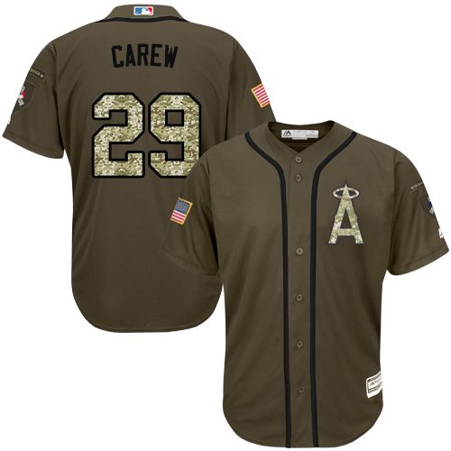 Angels of Anaheim #29 Rod Carew Green Salute to Service Stitched MLB