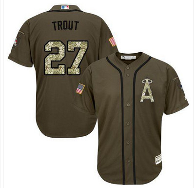 Angels of Anaheim #27 Mike Trout Green Salute to Service Stitched MLB Jersey Angels of Anaheim #27 Mike Trout Green Salute to Service Stitched MLB Jersey