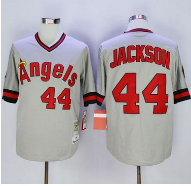 Mitchell and Ness Angels of Anaheim #44 Reggie Jackson Stitched Grey MLB Jersey Mitchell and Ness Angels of Anaheim #44 Reggie Jackson Stitched Grey MLB Jersey