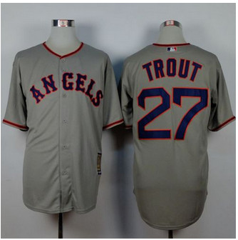 Los Angeles Angels of Anaheim #27 Mike Trout Grey 1965 Turn Back The Clock Stitched Baseball Jersey Los Angeles Angels of Anaheim #27 Mike Trout Grey 1965 Turn Back The Clock Stitched Baseball Jersey
