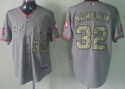 Los Angeles Angels 32 Josh Hamilton Grey Cool Base MLB Jersey Camo Number Los Angeles Angels 32 Josh Hamilton Grey Cool Base MLB Jersey Camo Number