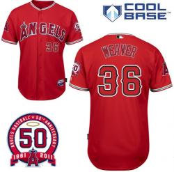 MLB Angels 36# Weaver red cool base jerseys MLB Angels 36# Weaver red cool base jerseys