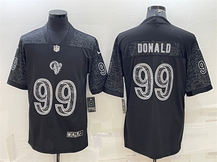 Men's Los Angeles Rams #99 Aaron Donald Black Reflective Limited Stitched Football Jersey Men's Los Angeles Rams #99 Aaron Donald Black Reflective Limited Stitched Football Jersey