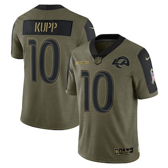 Men's Los Angeles Rams #10 Cooper Kupp Nike Olive 2021 Salute To Service Limited Player Jersey Men's Los Angeles Rams #10 Cooper Kupp Nike Olive 2021 Salute To Service Limited Player Jersey