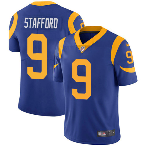 Los Angeles Rams #9 Matthew Stafford Royal Blue Alternate Men's Stitched NFL Vapor Untouchable Limited Jersey Los Angeles Rams #9 Matthew Stafford Royal Blue Alternate Men's Stitched NFL Vapor Untouchable Limited Jersey