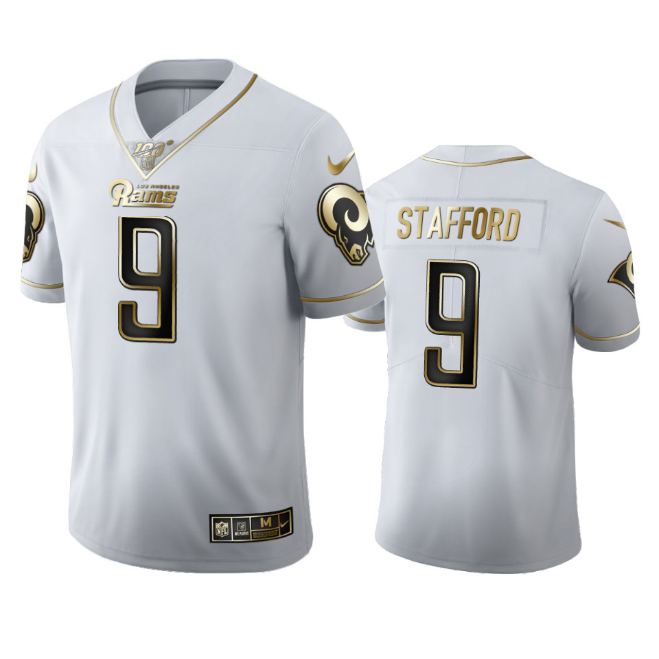 Los Angeles Rams #9 Matthew Stafford Men's Nike White Golden Edition Vapor Limited NFL 100 Jersey Los Angeles Rams #9 Matthew Stafford Men's Nike White Golden Edition Vapor Limited NFL 100 Jersey