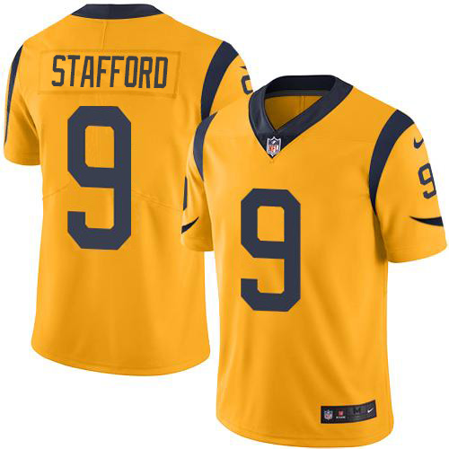 Los Angeles Rams #9 Matthew Stafford Gold Men's Stitched NFL Limited Rush Jersey Los Angeles Rams #9 Matthew Stafford Gold Men's Stitched NFL Limited Rush Jersey