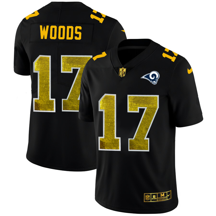 Los Angeles Rams #17 Robert Woods Men's Black Nike Golden Sequin Vapor Limited NFL Jersey Los Angeles Rams #17 Robert Woods Men's Black Nike Golden Sequin Vapor Limited NFL Jersey