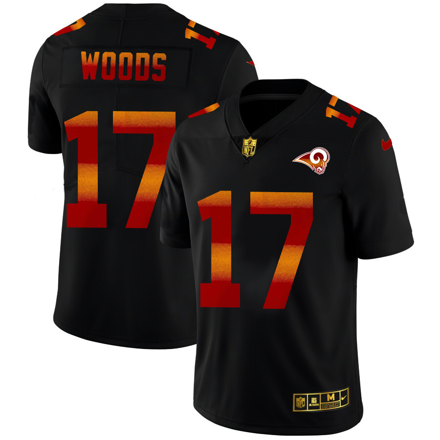 Los Angeles Rams #17 Robert Woods Men's Black Nike Red Orange Stripe Vapor Limited NFL Jersey Los Angeles Rams #17 Robert Woods Men's Black Nike Red Orange Stripe Vapor Limited NFL Jersey