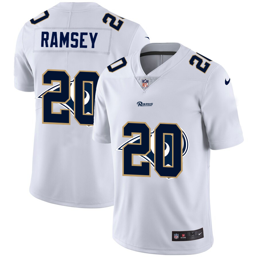 Los Angeles Rams #20 Jalen Ramsey White Men's Nike Team Logo Dual Overlap Limited NFL Jersey Los Angeles Rams #20 Jalen Ramsey White Men's Nike Team Logo Dual Overlap Limited NFL Jersey