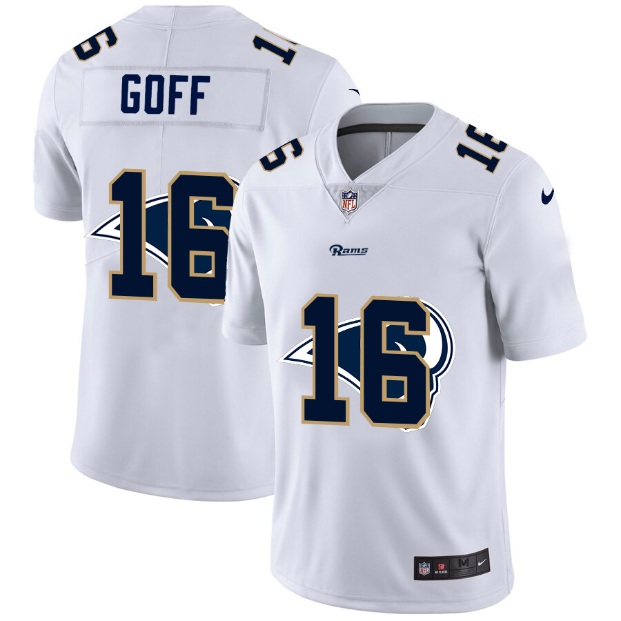 Los Angeles Rams #16 Jared Goff White Men's Nike Team Logo Dual Overlap Limited NFL Jersey Los Angeles Rams #16 Jared Goff White Men's Nike Team Logo Dual Overlap Limited NFL Jersey