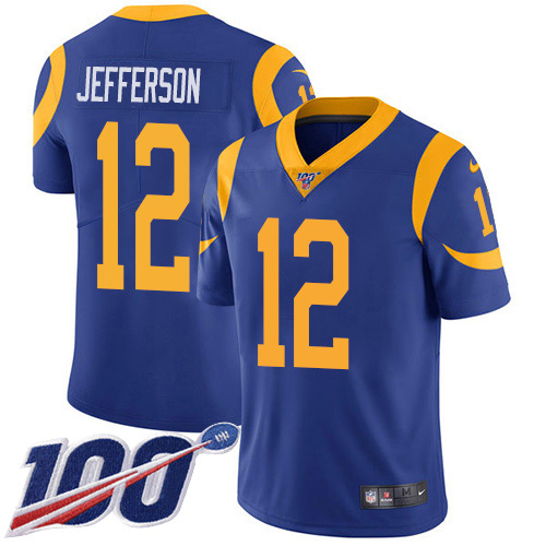 Nike Rams #12 Van Jefferson Royal Blue Alternate Men's Stitched NFL 100th Season Vapor Untouchable Limited Jersey Nike Rams #12 Van Jefferson Royal Blue Alternate Men's Stitched NFL 100th Season Vapor Untouchable Limited Jersey