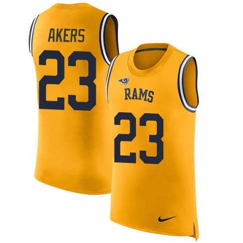 Nike Rams #23 Cam Akers Gold Men's Stitched NFL Limited Rush Tank Top Jersey Nike Rams #23 Cam Akers Gold Men's Stitched NFL Limited Rush Tank Top Jersey