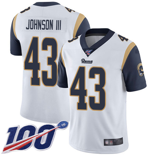 Rams #43 John Johnson III White Men's Stitched Football 100th Season Vapor Limited Jersey Rams #43 John Johnson III White Men's Stitched Football 100th Season Vapor Limited Jersey