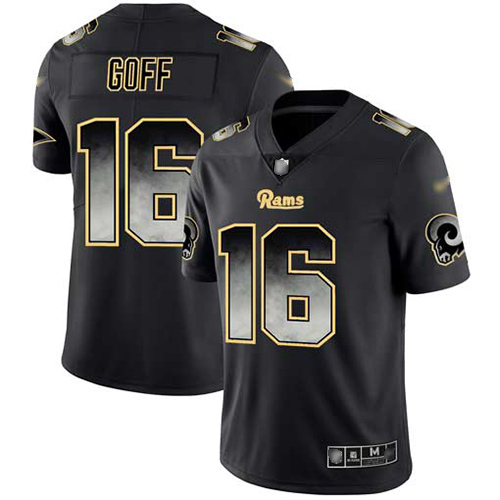 Rams #16 Jared Goff Black Men's Stitched Football Vapor Untouchable Limited Smoke Fashion Jersey Rams #16 Jared Goff Black Men's Stitched Football Vapor Untouchable Limited Smoke Fashion Jersey