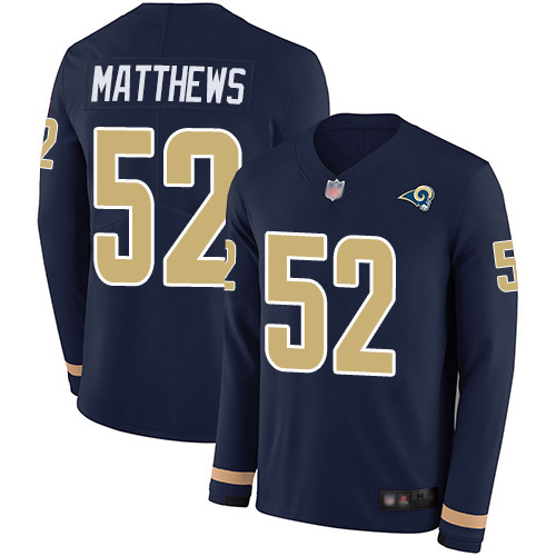 Rams #52 Clay Matthews Navy Blue Team Color Men's Stitched Football Limited Therma Long Sleeve Jersey Rams #52 Clay Matthews Navy Blue Team Color Men's Stitched Football Limited Therma Long Sleeve Jersey