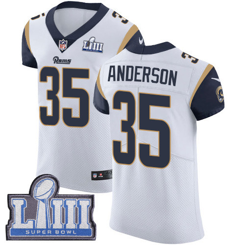 Nike Rams #35 C.J. Anderson White Super Bowl LIII Bound Men's Stitched NFL Vapor Untouchable Elite Jersey Nike Rams #35 C.J. Anderson White Super Bowl LIII Bound Men's Stitched NFL Vapor Untouchable Elite Jersey
