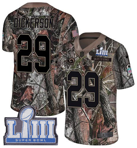 Nike Rams #29 Eric Dickerson Camo Super Bowl LIII Bound Men's Stitched NFL Limited Rush Realtree Jersey Nike Rams #29 Eric Dickerson Camo Super Bowl LIII Bound Men's Stitched NFL Limited Rush Realtree Jersey