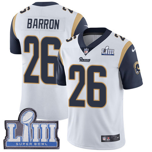 Nike Rams #26 Mark Barron White Super Bowl LIII Bound Men's Stitched NFL Vapor Untouchable Limited Jersey