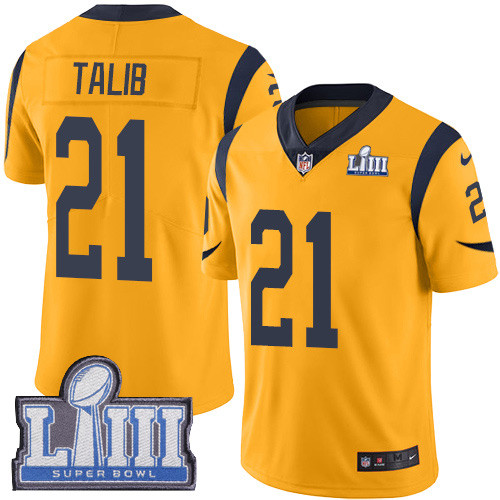 Nike Rams #21 Aqib Talib Gold Super Bowl LIII Bound Men's Stitched NFL Limited Rush Jersey Nike Rams #21 Aqib Talib Gold Super Bowl LIII Bound Men's Stitched NFL Limited Rush Jersey