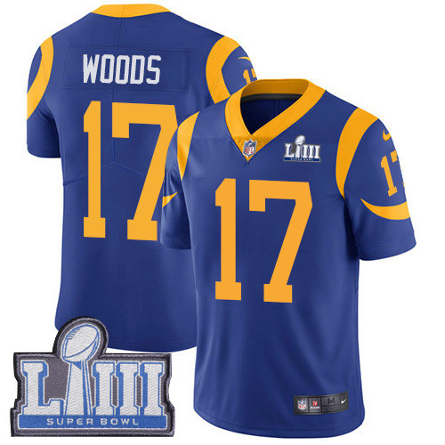 Nike Rams #17 Robert Woods Royal Blue Alternate Super Bowl LIII Bound Men's Stitched NFL Vapor Untouchable Limited Jersey Nike Rams #17 Robert Woods Royal Blue Alternate Super Bowl LIII Bound Men's Stitched NFL Vapor Untouchable Limited Jersey