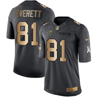 Nike Rams #81 Gerald Everett Black Men's Stitched NFL Limited Gold Salute To Service Jersey Nike Rams #81 Gerald Everett Black Men's Stitched NFL Limited Gold Salute To Service Jersey