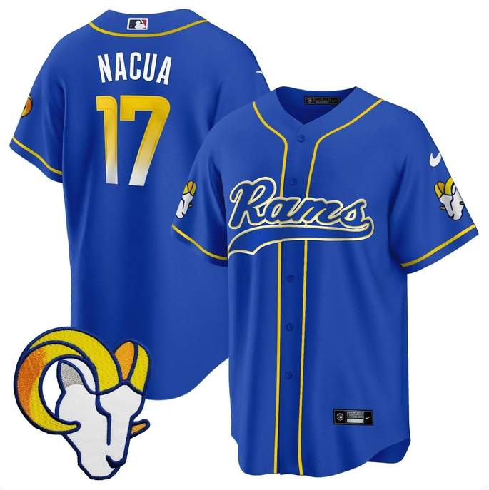 Men's Los Angeles Rams #17 Davante Adams Royal Stitched Baseball Jersey