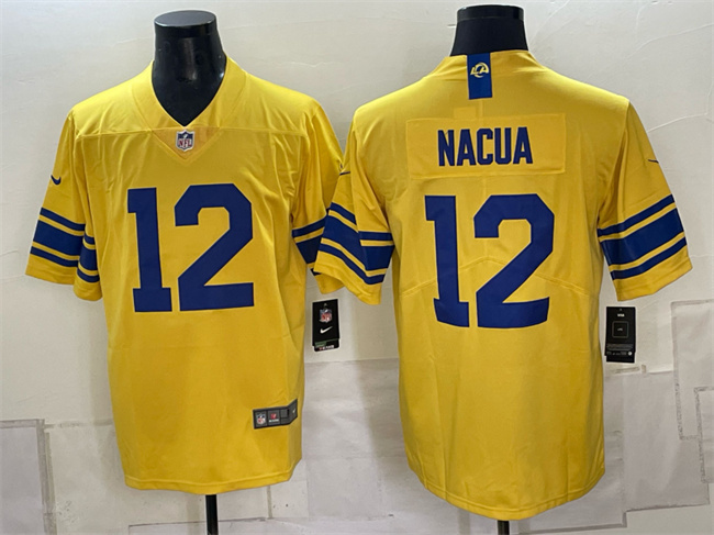 Men's Los Angeles Rams #12 Puka Nacua Gold Classic Sol Vapor Limited Stitched Football Jersey Men's Los Angeles Rams #12 Puka Nacua Gold Classic Sol Vapor Limited Stitched Football Jersey