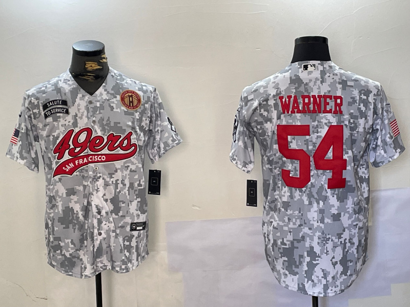 Men's San Francisco 49ers #54 Fred Warner 2024 Arctic Camo Salute To Service Stitched Baseball Jersey 2 Men's San Francisco 49ers #54 Fred Warner 2024 Arctic Camo Salute To Service Stitched Baseball Jersey 2