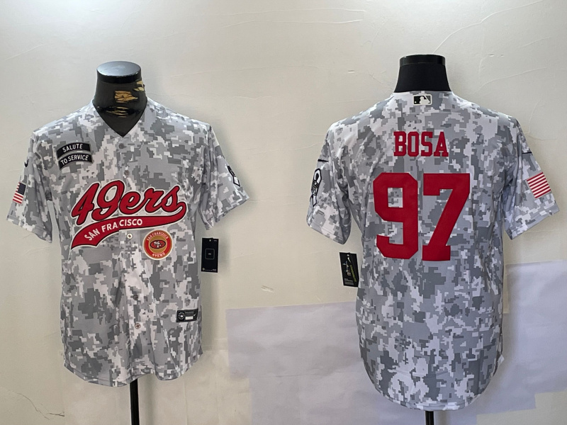 Men's San Francisco 49ers #97 Nick Bosa 2024 Arctic Camo Salute To Service Stitched Baseball Jersey 5 Men's San Francisco 49ers #97 Nick Bosa 2024 Arctic Camo Salute To Service Stitched Baseball Jersey 5