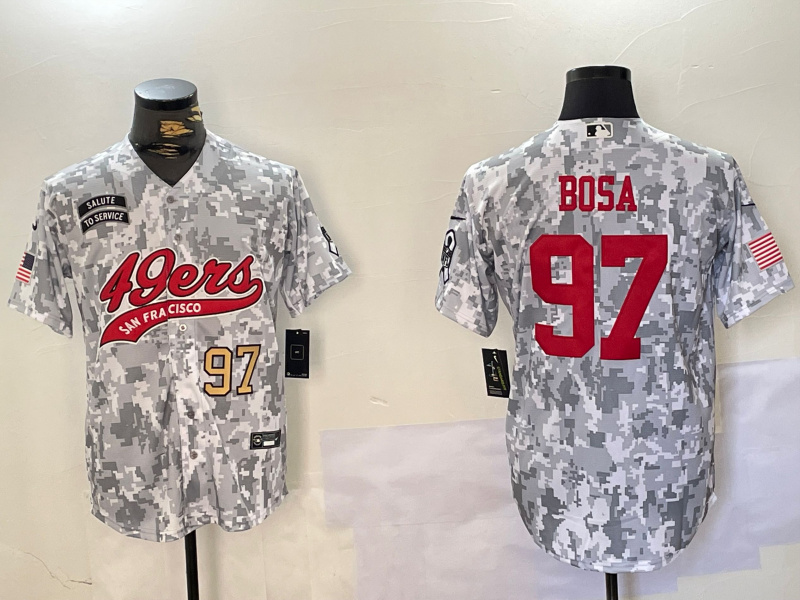 Men's San Francisco 49ers #97 Nick Bosa 2024 Arctic Camo Salute To Service Stitched Baseball Jersey 3 Men's San Francisco 49ers #97 Nick Bosa 2024 Arctic Camo Salute To Service Stitched Baseball Jersey 3