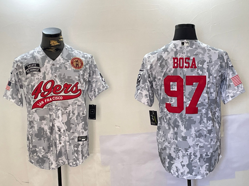 Men's San Francisco 49ers #97 Nick Bosa 2024 Arctic Camo Salute To Service Stitched Baseball Jersey 2 Men's San Francisco 49ers #97 Nick Bosa 2024 Arctic Camo Salute To Service Stitched Baseball Jersey 2