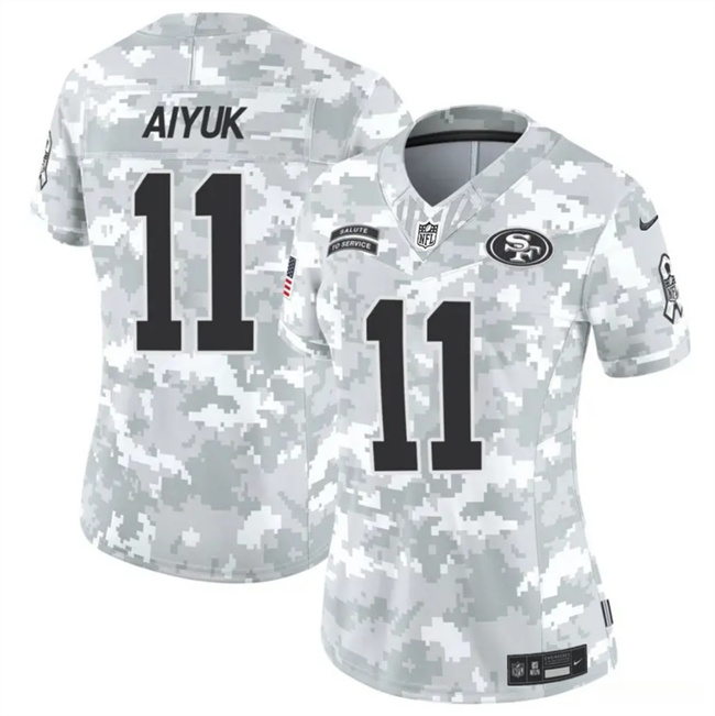 Women's San Francisco 49ers #11 Brandon Aiyuk 2024 F.U.S.E Arctic Camo Salute To Service Limited Stitched Jersey(Run Small) Women's San Francisco 49ers #11 Brandon Aiyuk 2024 F.U.S.E Arctic Camo Salute To Service Limited Stitched Jersey(Run Small)