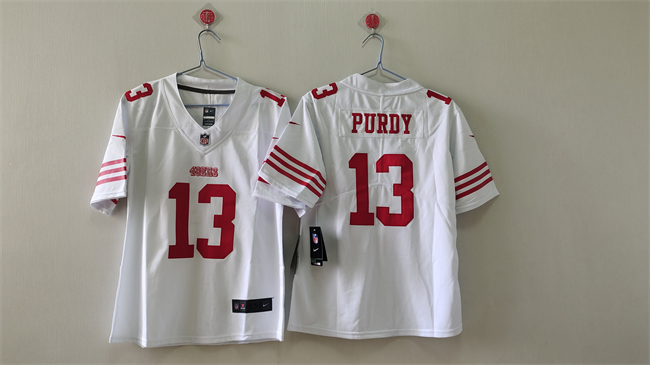 Women's San Francisco 49ers #13 Brock Purdy White Vapor Stitched Jersey(Run Small) Women's San Francisco 49ers #13 Brock Purdy White Vapor Stitched Jersey(Run Small)