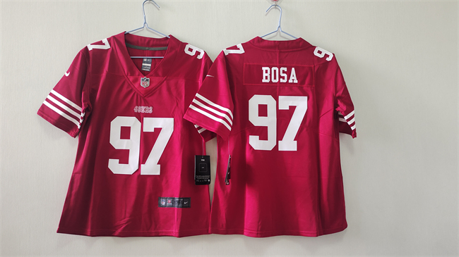 Women's San Francisco 49ers #97 Nick Bosa Red Vapor Stitched Jersey(Run Small) Women's San Francisco 49ers #97 Nick Bosa Red Vapor Stitched Jersey(Run Small)