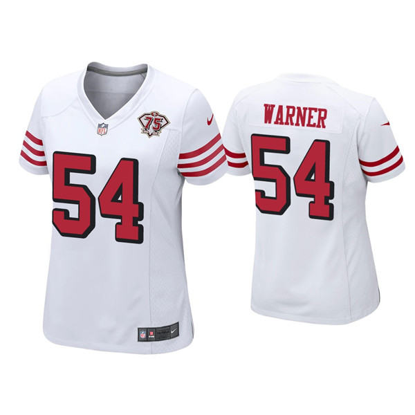 Women 49ers #54 Fred Warner 75th Anniversary Alternate White Jersey Women 49ers #54 Fred Warner 75th Anniversary Alternate White Jersey
