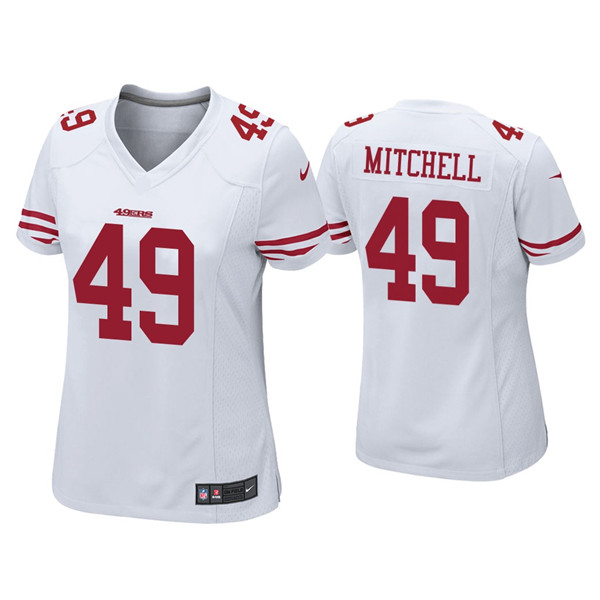 Women 49ers #49 Elijah Mitchell White Jersey Women 49ers #49 Elijah Mitchell White Jersey