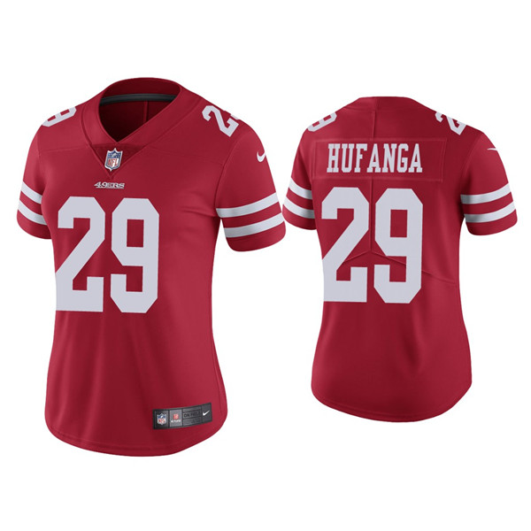 Women 49ers #29 Talanoa Hufanga Red Jersey Women 49ers #29 Talanoa Hufanga Red Jersey