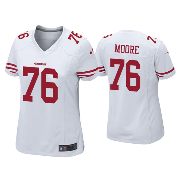 Women 49ers #76 Jaylon Moore White Jersey Women 49ers #76 Jaylon Moore White Jersey