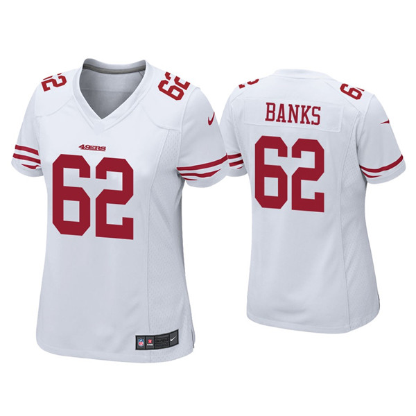 Women 49ers #62 Aaron Banks White Jersey Women 49ers #62 Aaron Banks White Jersey